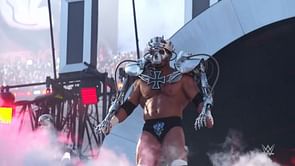 WWE history: Triple H practices WrestleMania entrance while Brock Lesnar poses with a kid