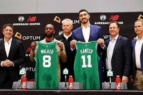 Boston Celtics introduce Kemba Walker and Enes Kantar
