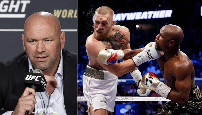 Dana White, Conor McGregor and Floyd Mayweather