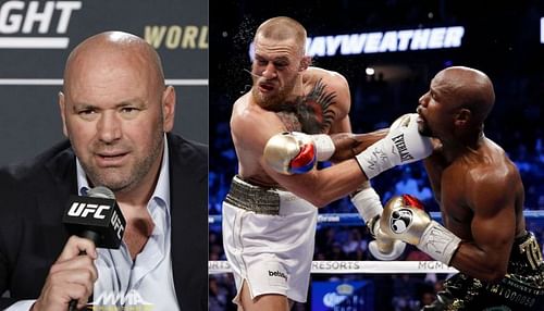 Dana White, Conor McGregor and Floyd Mayweather