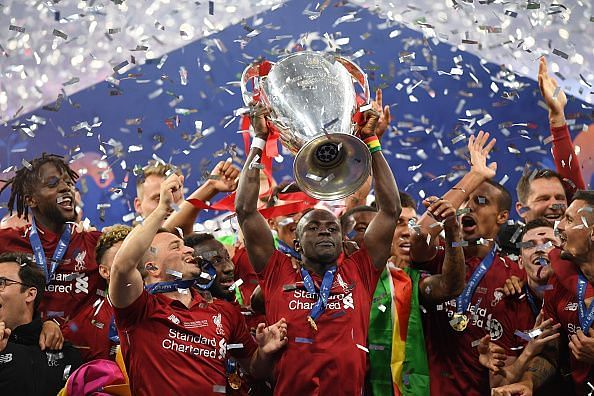 Sadio Mane (lifting the trophy) won the UEFA Champions League with Liverpool
