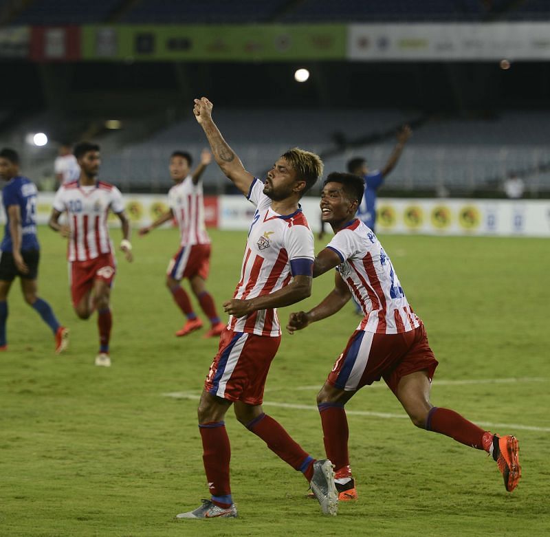 Parbir Das celebrate after scoring the equaliser