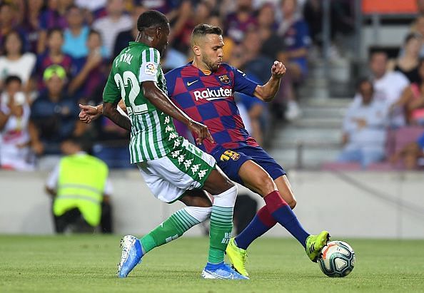 Jordi Alba (R) lit up the left flank