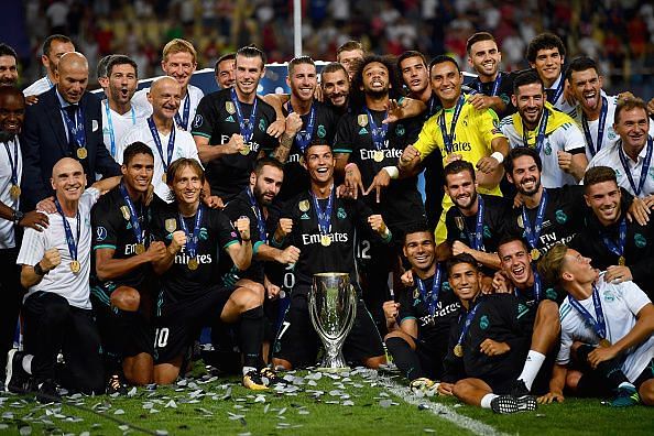 Real Madrid celebrate a 4th UEFA Super Cup by beating Manchester United in the 2017 final