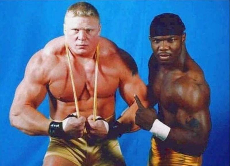 Brock Lesnar was tag-team partners with Shelton Benjamin at one point in OVW