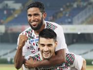 Mohun Bagan forwards celebrating the first goal