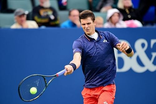 Hubert Hurkacz in action at the 2019-Winston Salem Open.