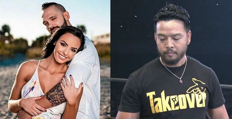 Tye Dillinger (Shawn Spears) with Peyton Royce and Hideo Itami (KENTA)