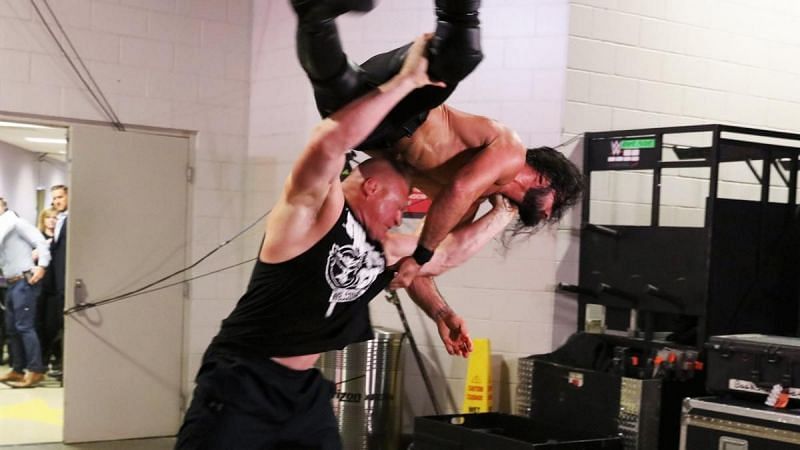 Brock Lesnar assaults Seth Rollins on WWE Raw
