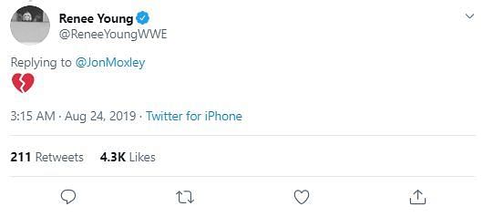Renee Young&#039;s response to Moxley&#039;s tweet