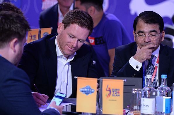 Eoin Morgan, who recently lead England to their first ever 50-over World Cup triumph during the Euro T20 Slam&#039;s draft.