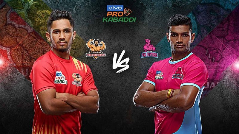 Pro Kabaddi Live Score: Gujarat Fortune Giants vs. Jaipur Pink Panthers, Panthers lead by one point at half time, Live Commentary and Match Updates