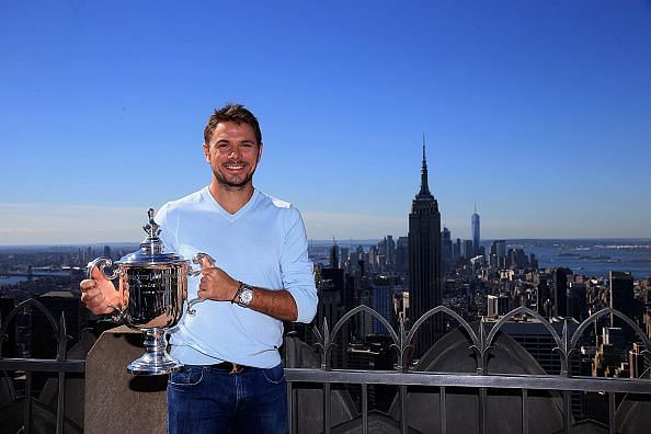 Wawrinka poses with his 2016 US Open trophy
