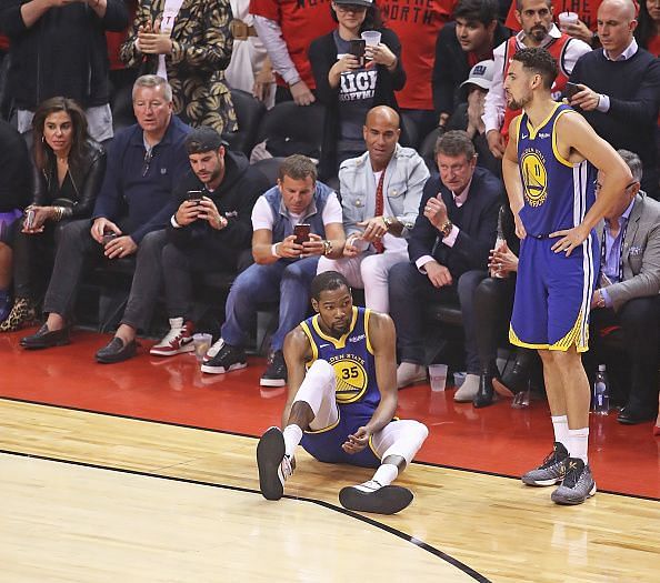 Durant feeling his Achilles in Game 5 against the Toronto Raptors