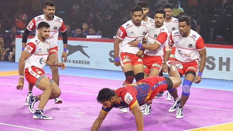 Haryana Steelers&#039; defence took 12 tackle points against U.P. Yoddha