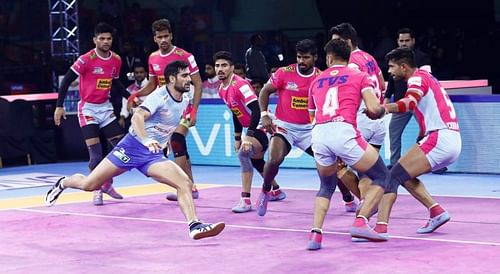 Jaipur's defense held firm against the Tamil Thalaivas