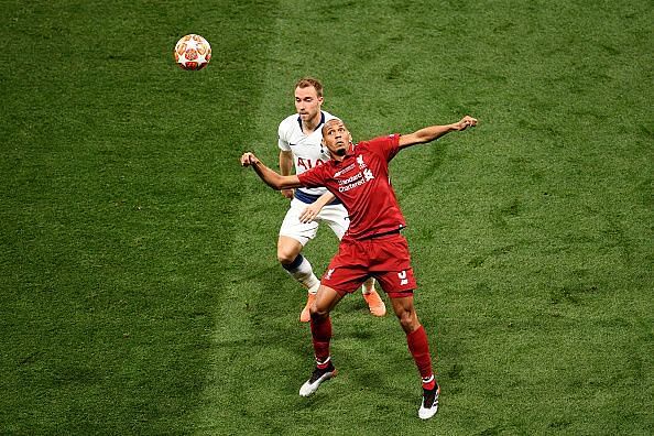 Fabinho in action during the Champions League final.