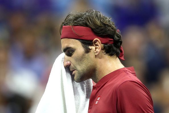 Roger Federer during his loss to John Millman at the 2018 US Open