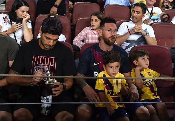 Messi watched the game from the stands