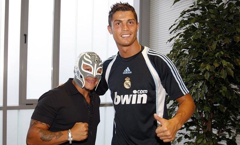 Rey Mysterio and former Real Madrid player Cristiano Ronaldo