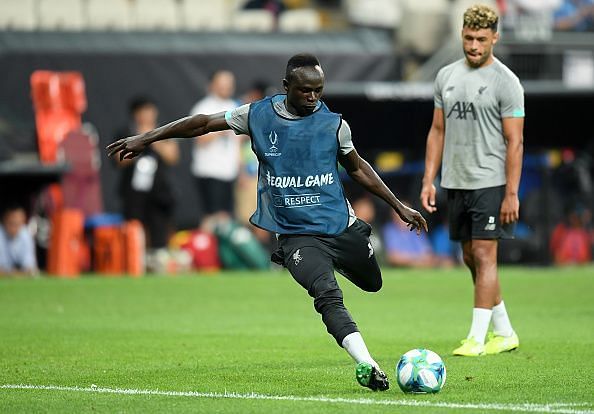 Sadio Mane tunes up for the Super Cup.