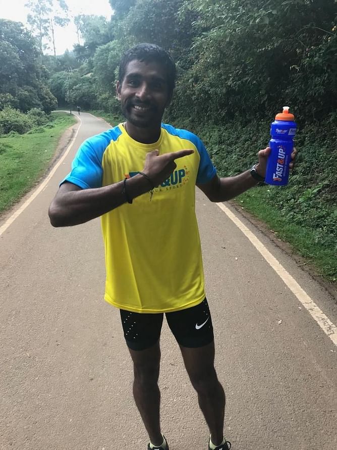 Fast&Up sign long distance runner Govindan Lakshmanan