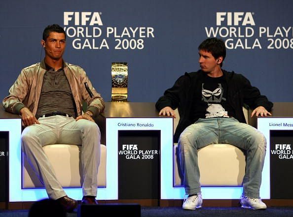 Cristiano Ronaldo (L) and Lionel Messi