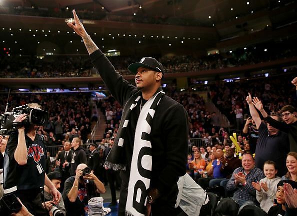 Carmelo Anthony at a Knicks/Heat game