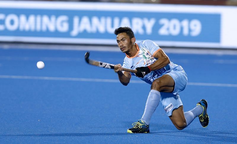 Kothajit Singh in action for India during the Odisha Hockey Men&#039;s World Cup 2018