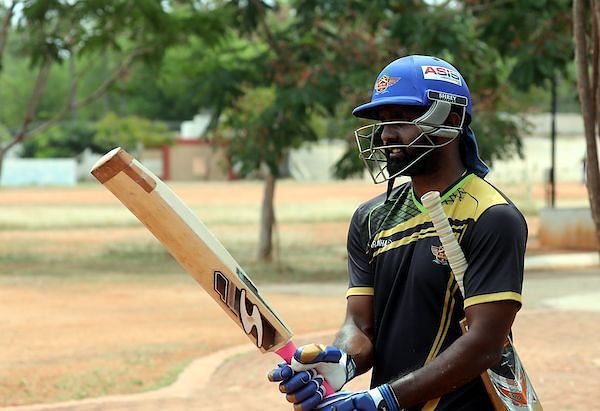 Senthil Nathan .S Of Tuti Patriots during the practice session of Tuti Patriots, ahead of the fourth edition of the Tamil Nadu Premier League 2019 at the NPR College Ground, Dindigul