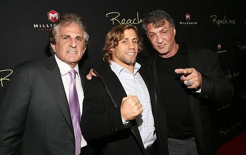 Urijah Faber with Sylvester Stallone at the premiere Of Millennium Entertainment's 