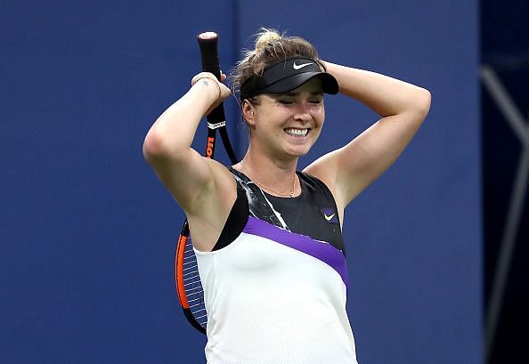 Elina Svitolina reacting to a missed point during her second-round match at the 2019 US Open
