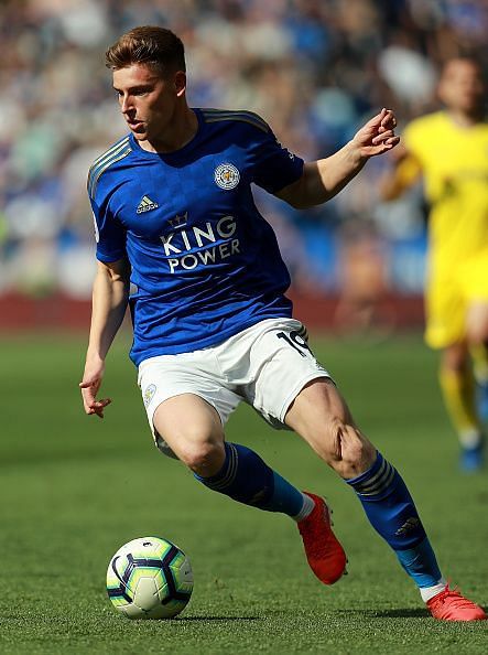 Harvey Barnes playing against Chelsea in the Premier League