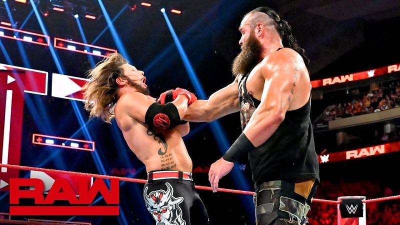 AJ Styles and Braun Strowman on RAW a few weeks ago
