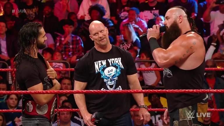 Steve Austin returned to Raw to officiate the contract signing