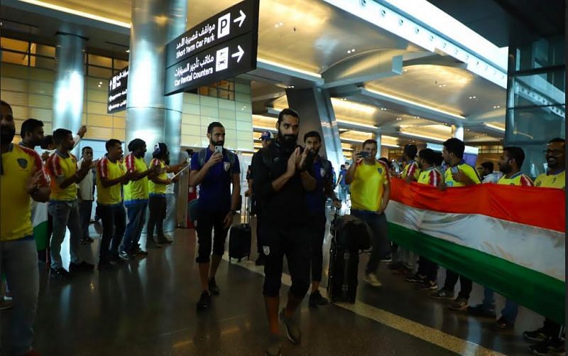 India were given a warm reception upon their arrival in Doha
