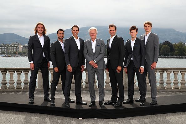 Players of Team Europe pose for a photo ahead of the third season of the Laver Cup