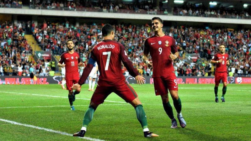 Ronaldo celebrates one of his goals against the Faroe Islands