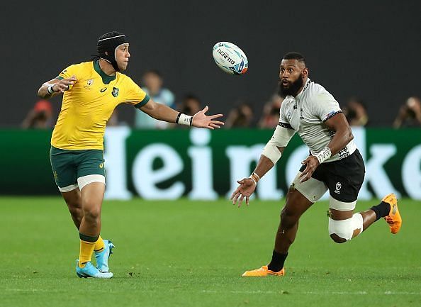 Lealiifano in his World Cup debut for Australia yesterday