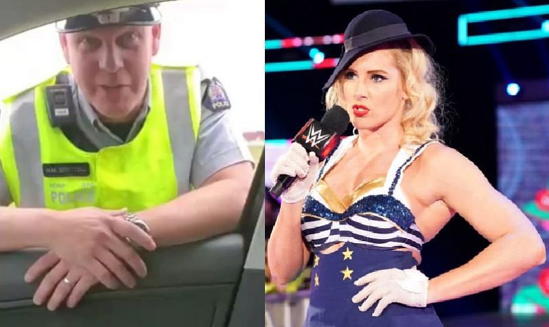 Lacey Evans and the officer who pulled her over
