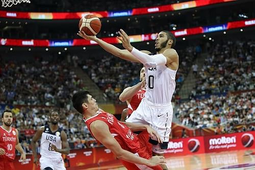 Jayson Tatum in action at the FIBA World Cup