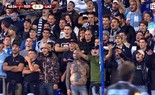Lazio was fined for racist behaviour in a match against Tottenham Hotspurs.