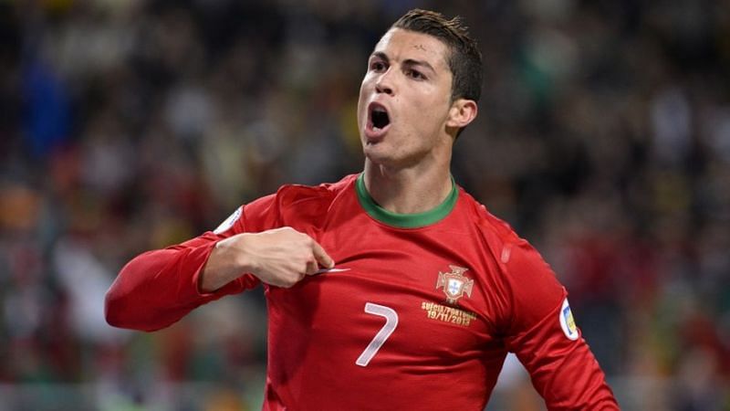 Ronaldo exults after scoring against Sweden