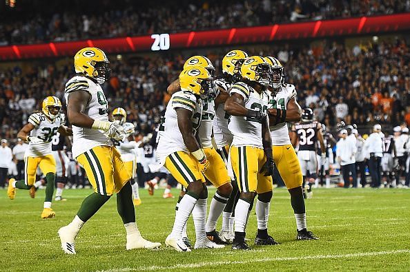 Packers players celebrate