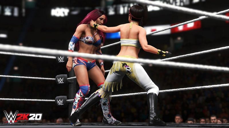 Sasha Banks and Bayley during a recreation of one of their epic matches