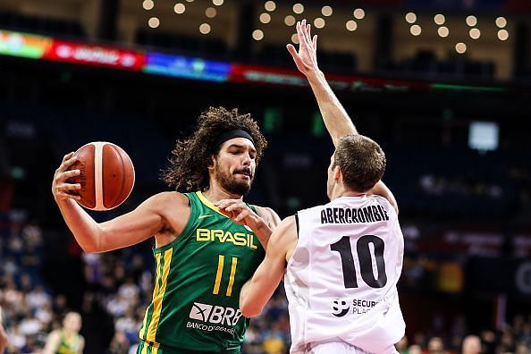 Anderson Varejao led Brazil in points and rebounds during their surprise victory over Greece
