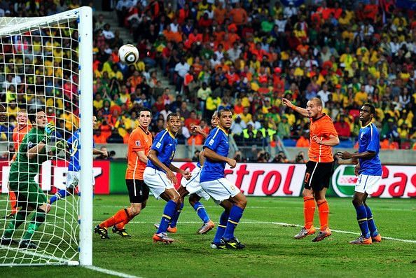 Sneijder&#039;s brace helped eliminate Brazil at the quarter-final stage