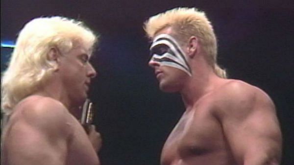 Ric Flair and Sting face off at the first-ever Clash of the Champions.