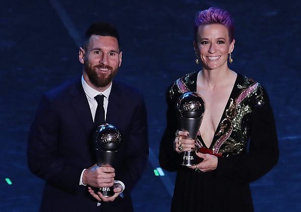 Lionel Messi and Megan Rapinoe were named the year&#039;s best players at The Best FIFA Football Awards on Monday