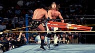 Razor Ramon and HBK punish each other with a steel ladder.